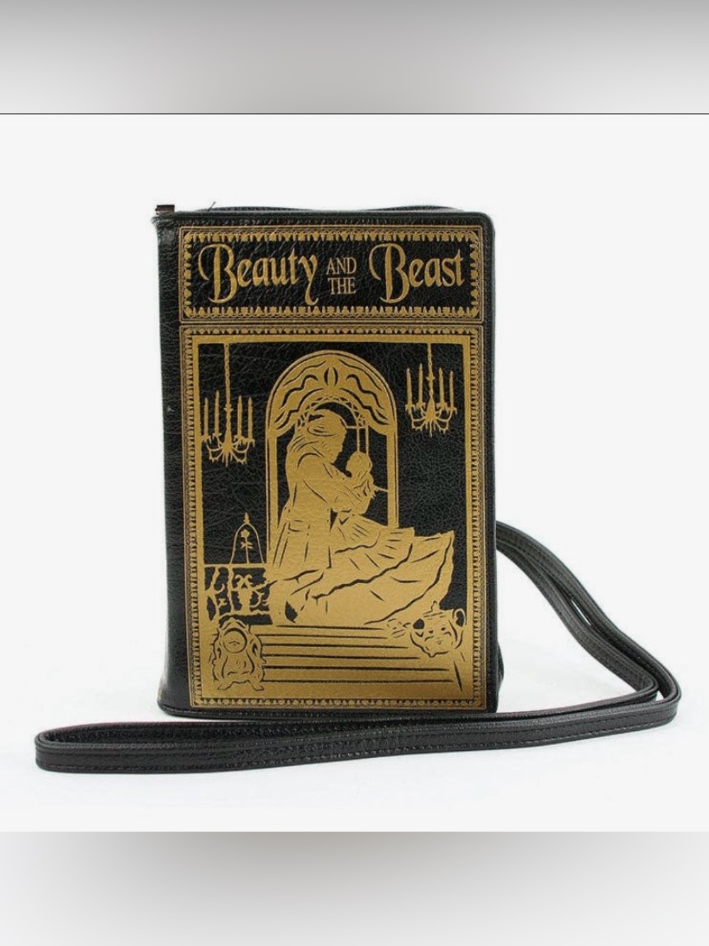 Beauty and the Beast Black & Gold Crossbody Bag